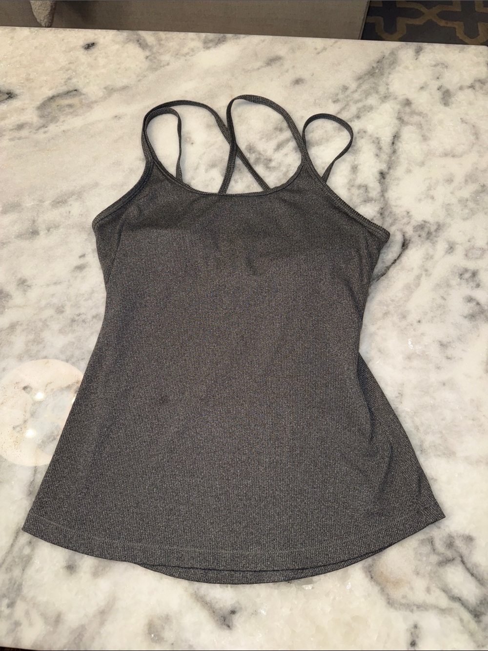 Women’s Gray Strappy padded workout tank top